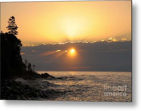 Lake Superior Metal Print featuring the photograph Golden Glow #1 by Sandra Updyke