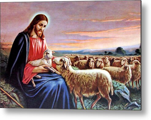Good Shepherd Metal Print featuring the painting Good Shepherd #2 by Munir Alawi