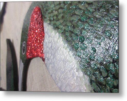  Metal Print featuring the painting Hummingbird detail #1 by Patricia Arroyo