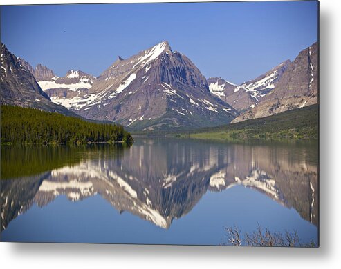 Many Glacier Metal Print featuring the photograph Lake at Many Glacier #1 by Richard Steinberger