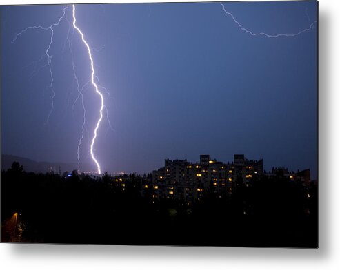 Weather Metal Print featuring the photograph Lightning strike #1 by Ian Middleton