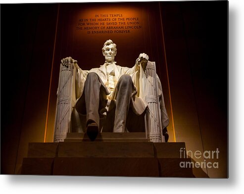 Lincoln Memorial Metal Print featuring the photograph Lincoln Memorial at Night - Washington D.C. #1 by Gary Whitton