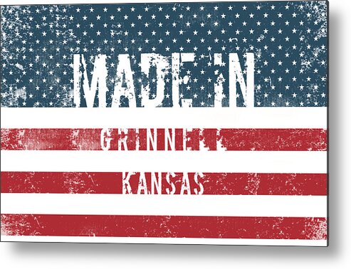 Grinnell Metal Print featuring the digital art Made in Grinnell, Kansas #1 by Tinto Designs