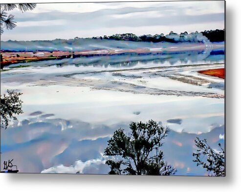 Misty Metal Print featuring the photograph Misty Morning on Spring Lake #1 by Gina O'Brien
