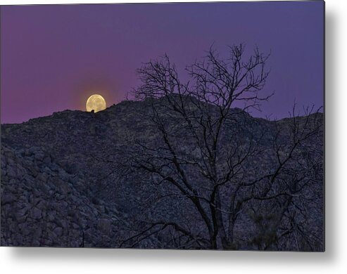 Full Metal Print featuring the photograph Moon set at sunrise by Gaelyn Olmsted