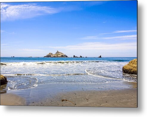 California; Upper; Northwest; Pacific; Coastline; Ca; Blue; Sky; Clouds; Coast; Coastal; Scenery; Seaboard; Shoreline; Backdrop; Landscape; Seascape; Setting; Spectacle; Vista; View; Panorama; Scene; Setting; Terrain; Location; Outlook; Sight; Crescent; City; West; Coast; America; Usa Metal Print featuring the photograph Pacific Coast California #2 by Chris Smith