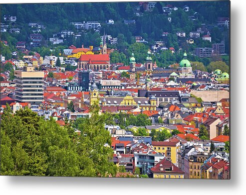 Innsbruck Metal Print featuring the photograph Panoramic view of Innsbruck rooftops #1 by Brch Photography