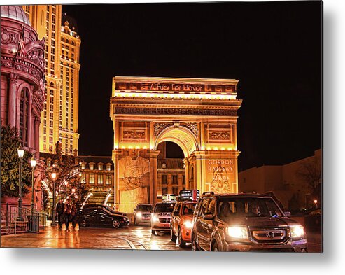 Paris Las Vegas Metal Print featuring the photograph Arch du Triumph, Paris, Las Vegas by Tatiana Travelways