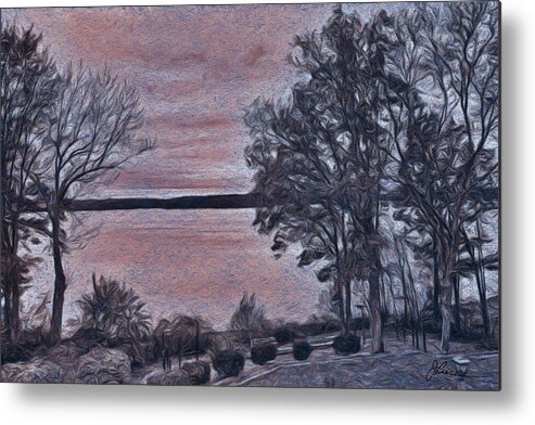 Black And White Pastel Metal Print featuring the painting Pennsylvania Landscape #2 by Joan Reese