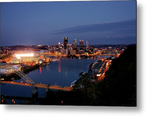 Pittsburgh Metal Print featuring the photograph Pittsburgh Skyline Blue Hour #2 by Michelle Joseph-Long