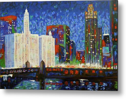 Chicago Metal Print featuring the painting Queen and King of Michigan Avenue by J Loren Reedy