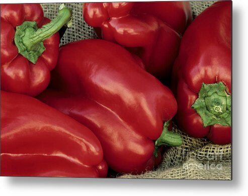 Pepper Metal Print featuring the photograph Red Bell Peppers #1 by Inga Spence