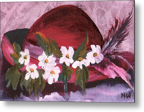 Hat Metal Print featuring the painting Red Velvet by Marsha Woods