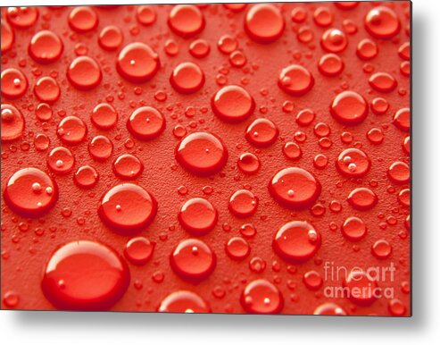 Water Metal Print featuring the photograph Red water drops by Blink Images