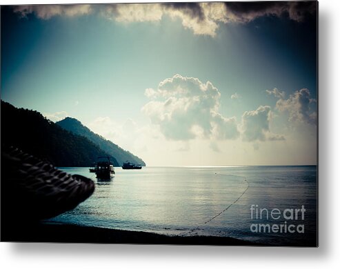 Water Metal Print featuring the photograph Seascape Sunrise Sea And Clouds #1 by Raimond Klavins