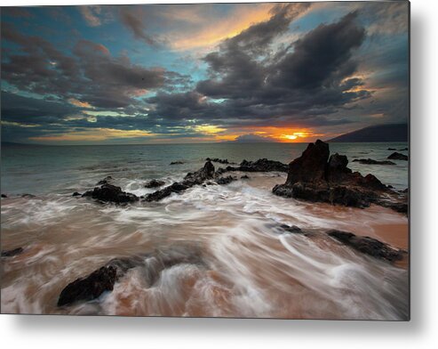 Charlie Young Kihei Maui Hawaii Sunset Clouds Seascape Ocean Tjdes Fine Art Photography Metal Print featuring the photograph Serenity #1 by James Roemmling