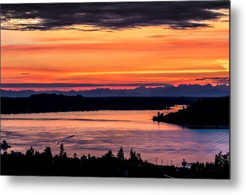 Sunset Metal Print featuring the photograph Sunset over Hail Passage on the Puget Sound #1 by Rob Green