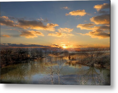 Landscape Metal Print featuring the photograph SunSet Reflections #2 by Theresa Campbell