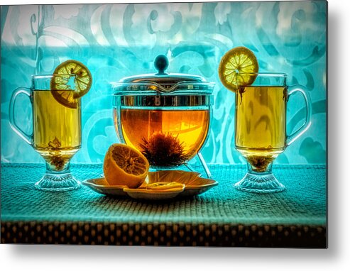Tea Metal Print featuring the photograph Tea and lemon #1 by Lilia S