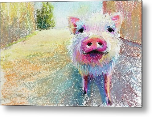 Pig Metal Print featuring the painting This Little Piggy #1 by Susan Jenkins