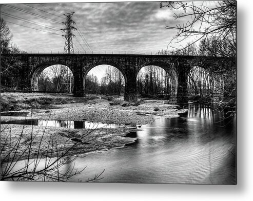 Black And White Metal Print featuring the photograph Thomas Viaduct in Black and White #1 by Dennis Dame