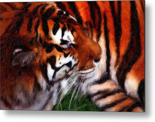 Tiger Metal Print featuring the painting Tiger #1 by Prince Andre Faubert
