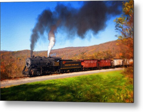 Wmrr Metal Print featuring the photograph Western Maryland Steam train powers along railway by Steven Heap