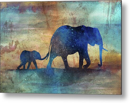 Elephant Metal Print featuring the digital art 11013 ElephantS by Pamela Williams