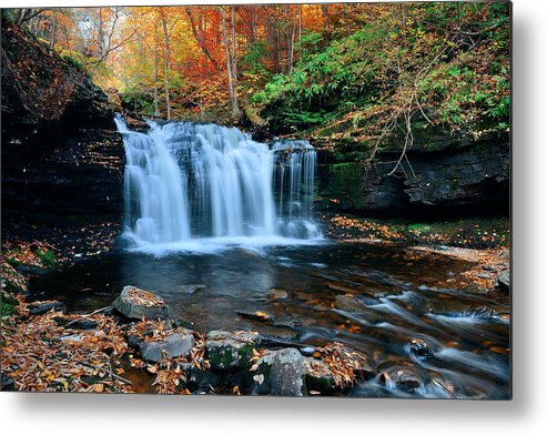Autumn Metal Print featuring the photograph Autumn waterfalls #15 by Songquan Deng