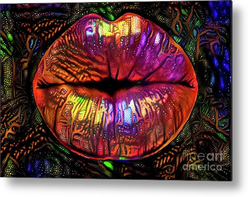 Beauty Metal Print featuring the digital art Kissing Lips #162 by Amy Cicconi