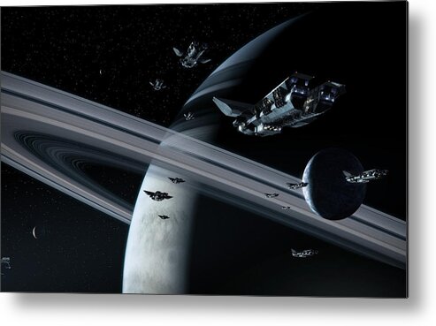 Spaceship Metal Print featuring the digital art Spaceship #18 by Super Lovely
