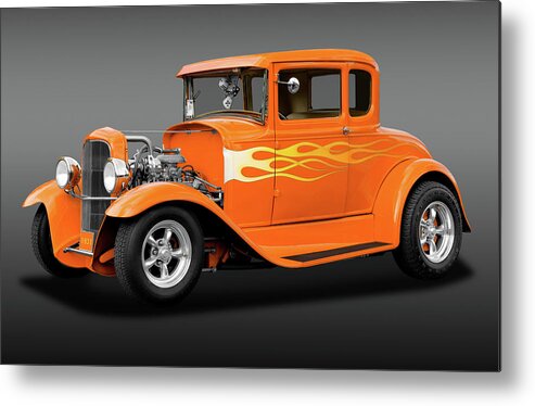 Frank J Benz Metal Print featuring the photograph 1931 Ford Model A 5 Window Coupe - 1931fordmdlacoupefa172189 by Frank J Benz