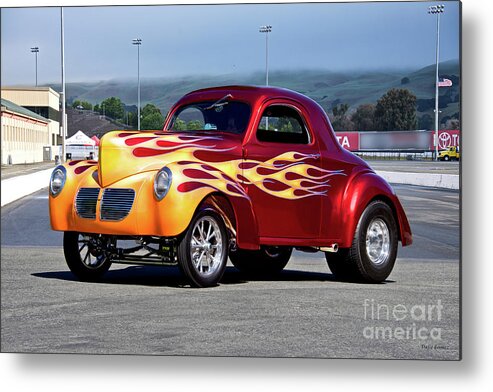 Auto Metal Print featuring the photograph 1940 Willys Coupe 'Staging Lane' by Dave Koontz