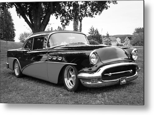 1956 Buick Riviera Metal Print featuring the photograph 1956 Buick Riviera B and W by Ronda Broatch