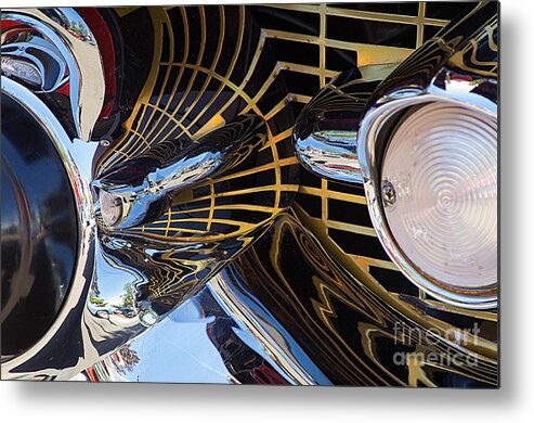 Images Metal Print featuring the photograph 1957 Chevy Bel Air Grill Abstract 1 by Rick Bures