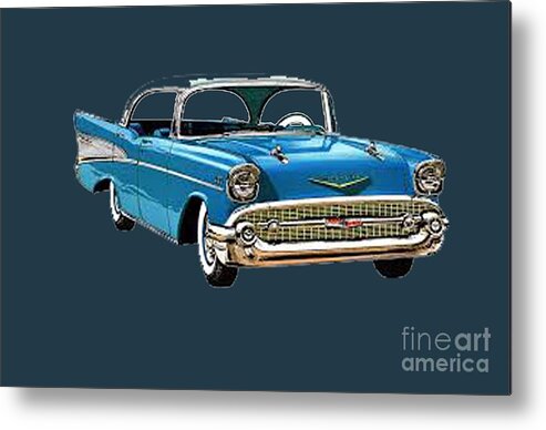 Cars Metal Print featuring the painting 1957 Chevy Classic T-shirt by Herb Strobino