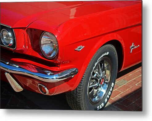 1965 Metal Print featuring the photograph 1965 Red Ford Mustang Classic Car by Toby McGuire