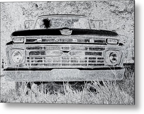 1966 Ford F100 Sketch Metal Print featuring the photograph 1966 Ford F100 Sketch by Lisa Wooten
