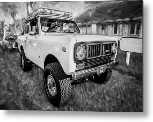 1973 International Metal Print featuring the photograph 1973 International Scout II Painted BW by Rich Franco