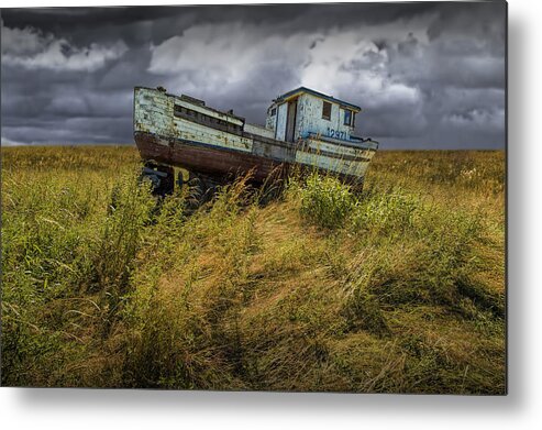 Art Metal Print featuring the photograph Abandoned Fishing Boat in Washington State #2 by Randall Nyhof