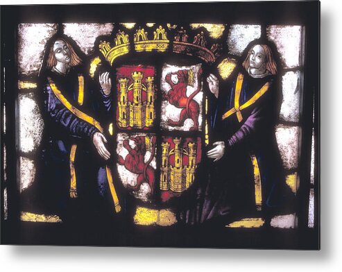 Stained Glass Metal Print featuring the photograph Stained Glass Window in Segovia #3 by Carl Purcell