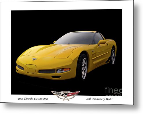 Auto Metal Print featuring the photograph 2003 Corvette Z06 50th Anniversary Model by Dave Koontz