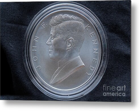 2015 Coin & Chronicles Set John F. Kennedy Metal Print featuring the photograph 2015 Silver Presidential Medal JFK by Randy Steele