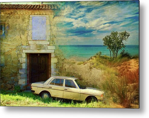 Beach Metal Print featuring the mixed media 24 HR Parking By The Beach by Clive Littin