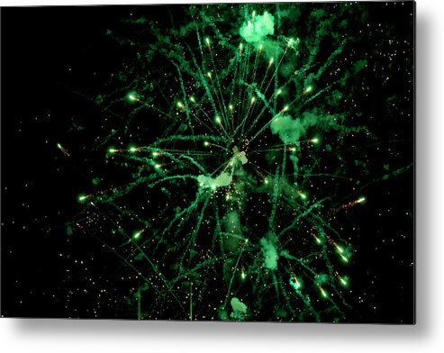 Black Metal Print featuring the photograph A shining colorful firework #3 by Gina Koch