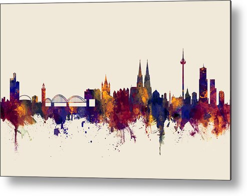 Cologne Metal Print featuring the digital art Cologne Germany Skyline #3 by Michael Tompsett