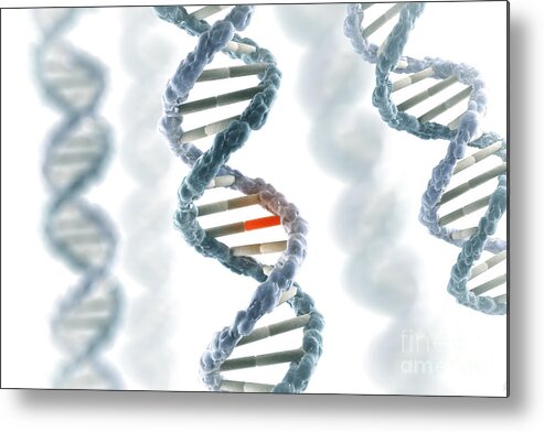 Digitally Generated Image Metal Print featuring the photograph Dna Structure #35 by Science Picture Co