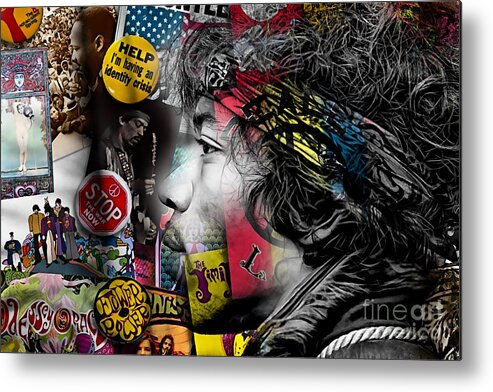 Jimi Hendrix Metal Print featuring the mixed media Jimi Hendrix Collection #64 by Marvin Blaine