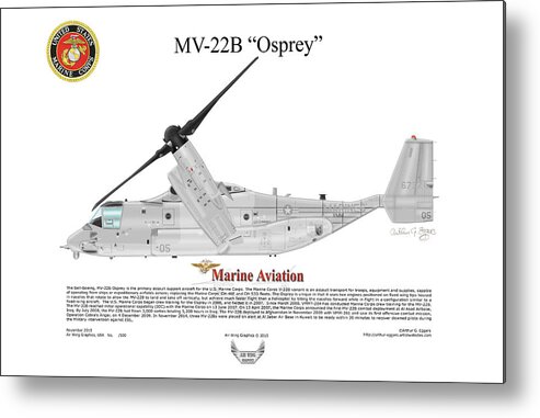 Bell Metal Print featuring the digital art Bell Boeing MV-22B Osprey #7 by Arthur Eggers
