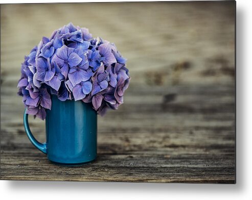 Hortensia Metal Print featuring the photograph Hortensia Flowers #4 by Nailia Schwarz